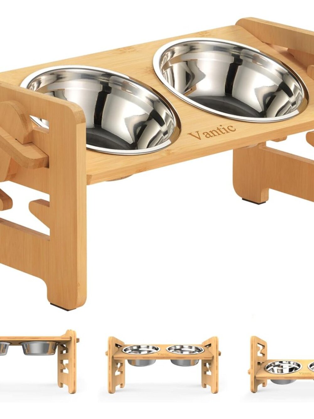 Elevated Dog Bowls, Adjustable Raised Dog Bowl Stand for Small Puppy and Cats, S